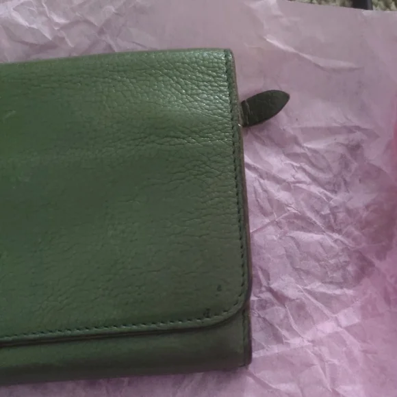 Green IL BISONTE Snap Button Closure Leather Wallet - Picture 5 of 14